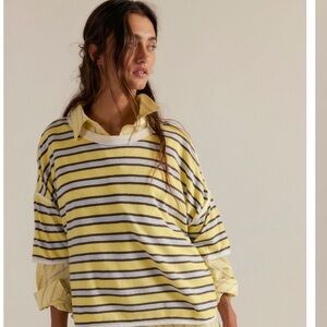 Free people Rugby Yellow and Brown Oversized Top
